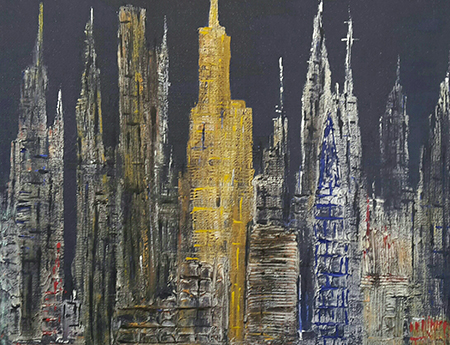 Leonardo Pappone Leopapp ‘City 4.0’ - tecnica misto acrilico su juta, formato 70x90 cm, anno 2018