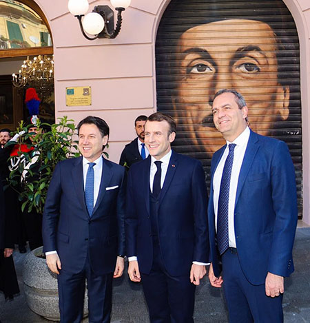 Giuseppe Conte, Emmanuel Macron e Luigi de Magistris
