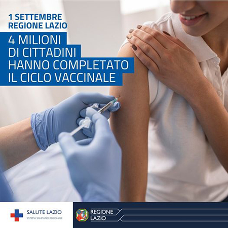 Nel Lazio 4 mln di cittadini hanno completato ciclo vaccinale