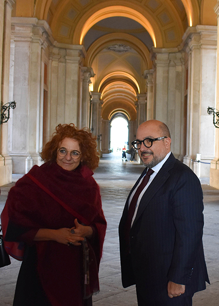 Il Direttore della Reggia di Caserta, Tiziana Maffei, e il Ministro della Cultura, Gennaro Sangiuliano